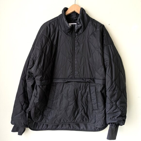 Mens Black Quilted Puffer pullover anorak Old Navy Active Sz L Tall - Picture 1 of 5